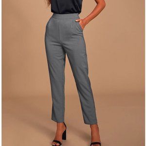 Lulu's Kick It Grey High-Waisted Trouser Pants